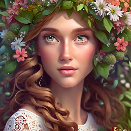 칼로 웹 서비스로 구현한 '숲의 여왕' 이미지. 카카오브레인 제공